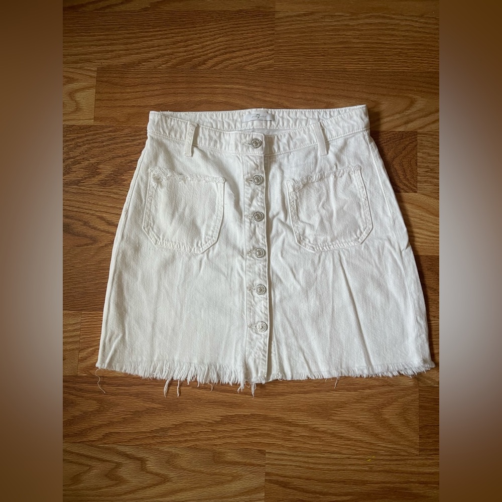 White Denim Skirt- 7 For All Mankind